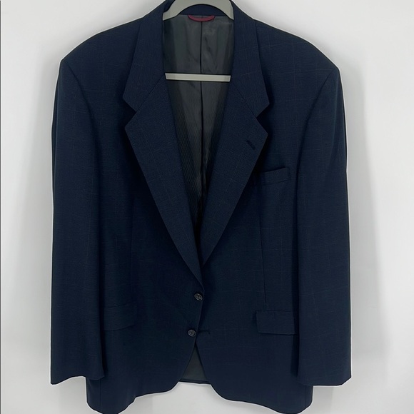 HART SCHAFFNER & MARX Pure Virgin Wool Navy Blue Union Made Sportcoat Jacket 46L - Picture 1 of 9